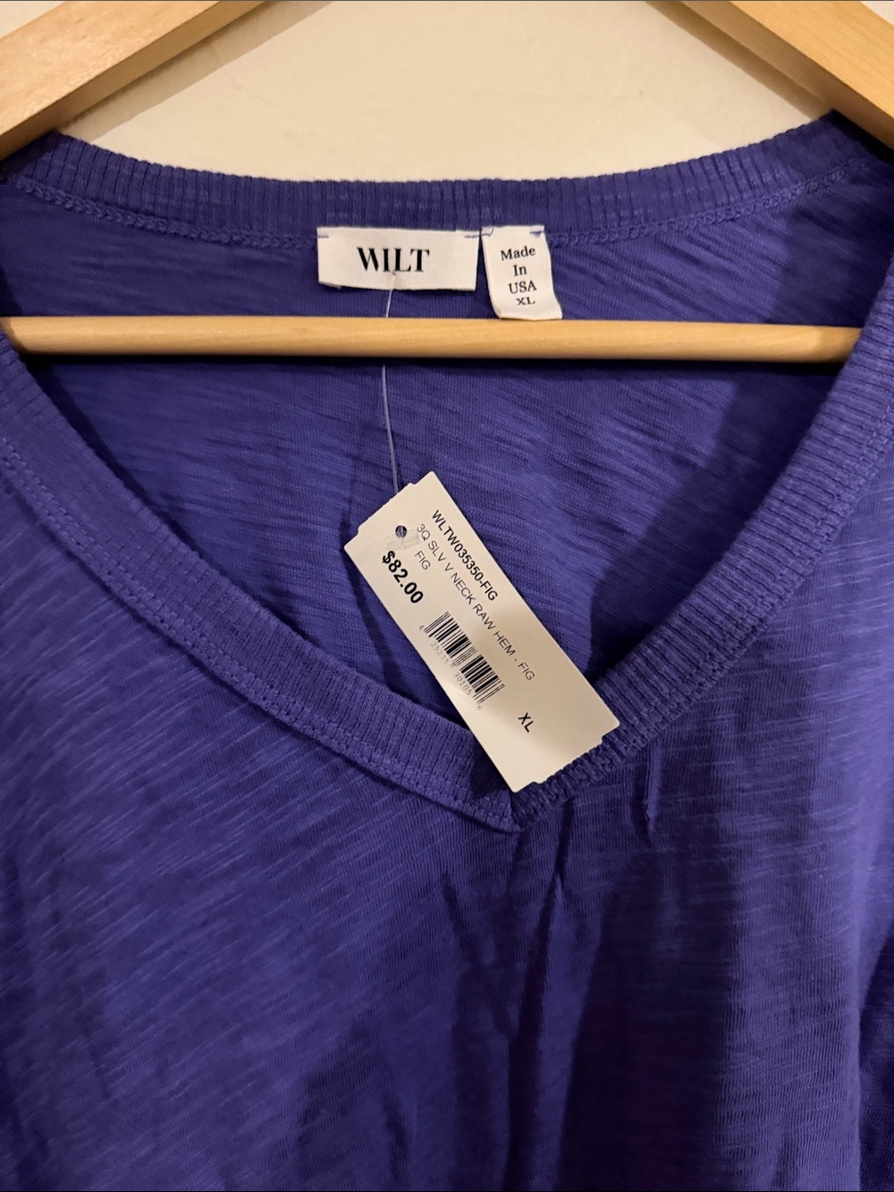 Wilt V-Neck Long Sleeve Tee in Deep Purple - Picture 2 of 3